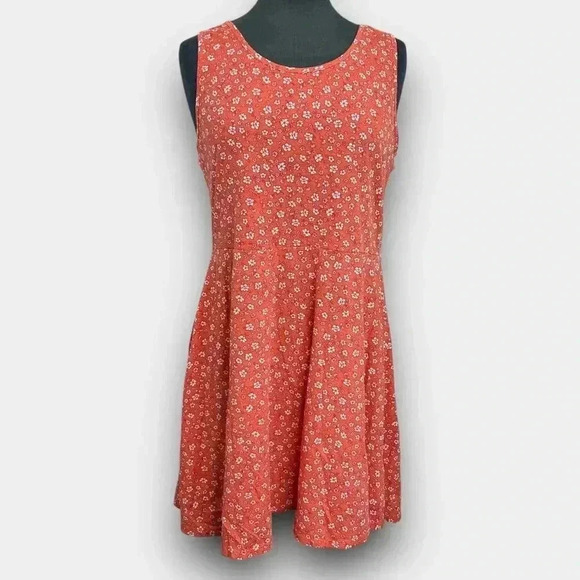 2 DYE 4 ladies floral sleeveless large dress peach white flowers - Picture 1 of 12